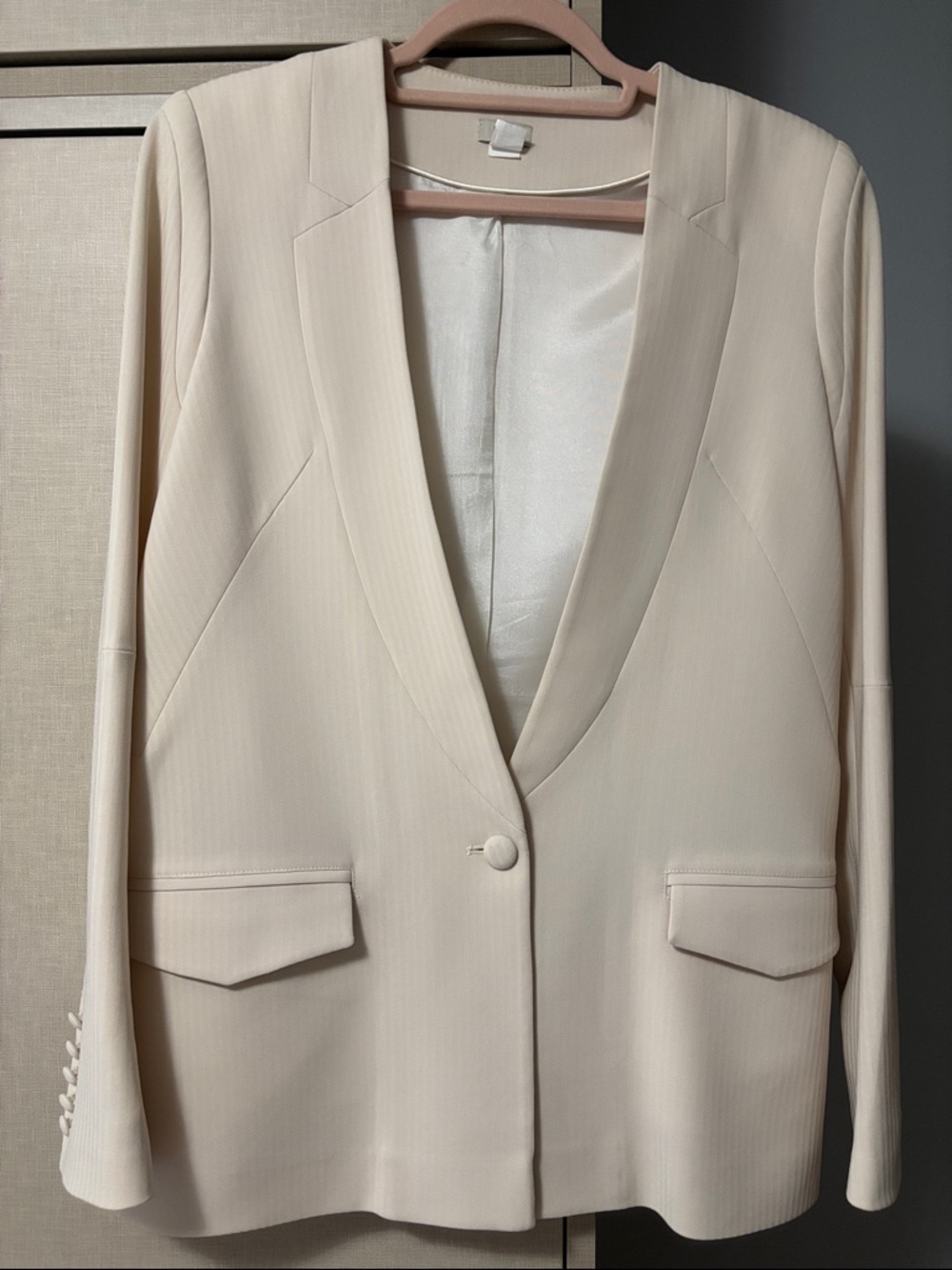 Hoss Intropia made in Spain Women's Cream Single-Button Blazer